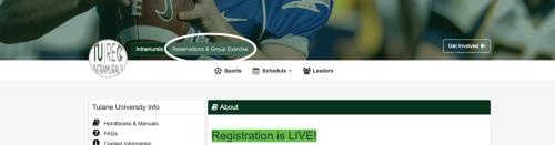 IMLeagues Reservations & Group Exercise Tab IMLeagues Reservations & Group Exercise Tab
