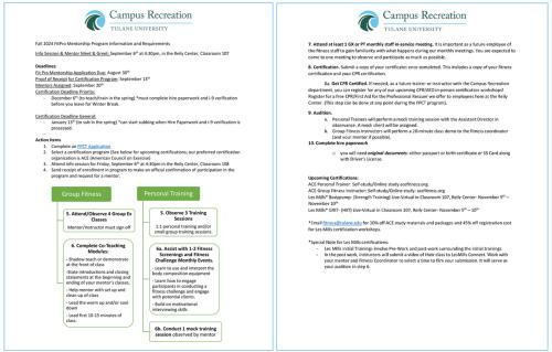 FitPro Mentorship Program Information Pages